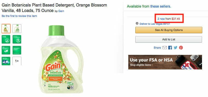 amazon listing detergent missing buy box