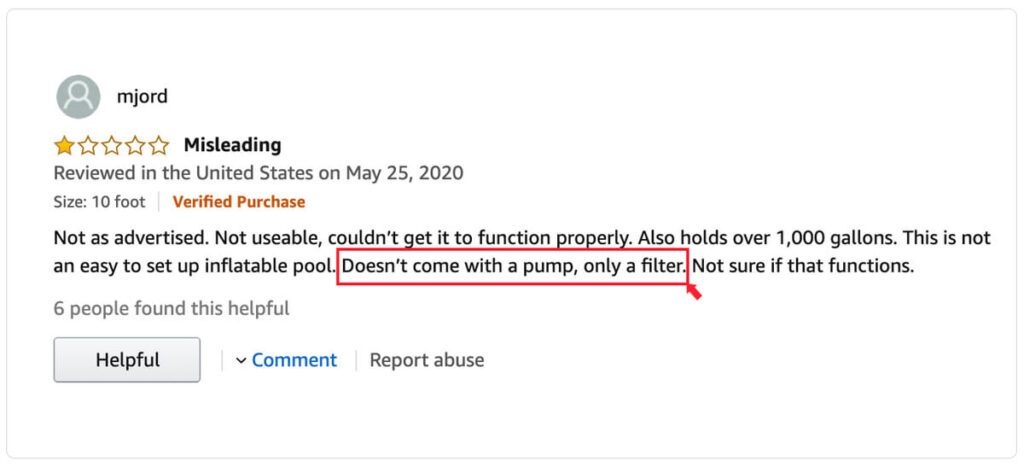One star review- Doesn't come with pump